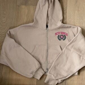 Pacific Sunwear Tan Zip Up Cropped Hoodie